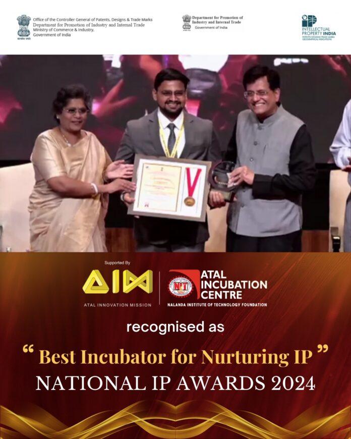 AIC-Nalanda Wins ‘Best Incubator for Nurturing IP’ at National Intellectual Property Awards 2024
